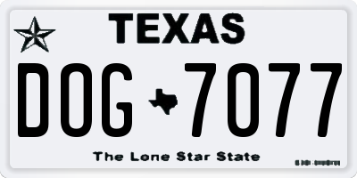 TX license plate DOG7077