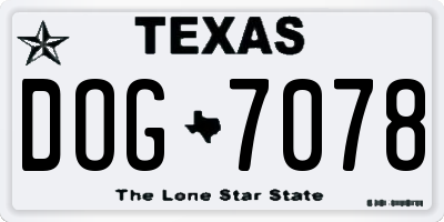 TX license plate DOG7078