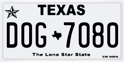 TX license plate DOG7080