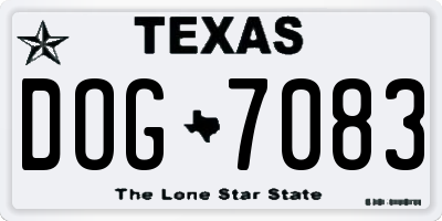 TX license plate DOG7083