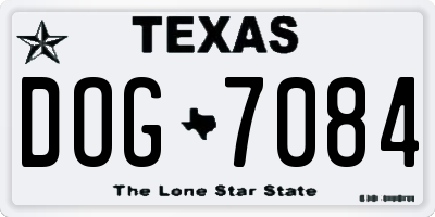 TX license plate DOG7084