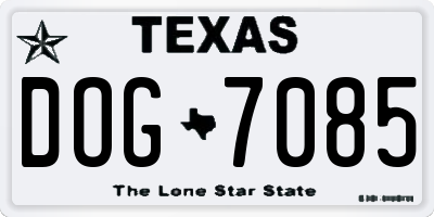 TX license plate DOG7085