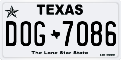 TX license plate DOG7086
