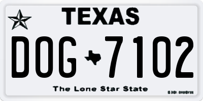 TX license plate DOG7102