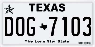TX license plate DOG7103