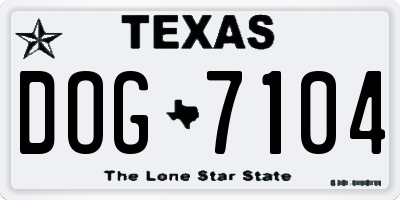 TX license plate DOG7104