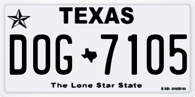 TX license plate DOG7105