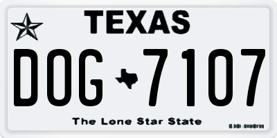 TX license plate DOG7107