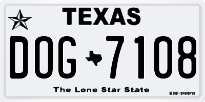 TX license plate DOG7108