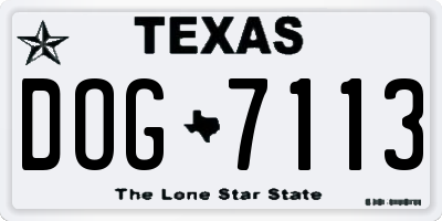 TX license plate DOG7113