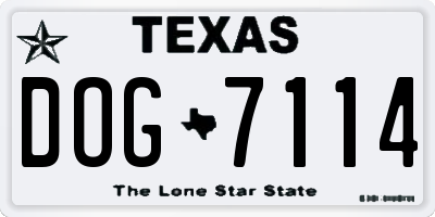 TX license plate DOG7114