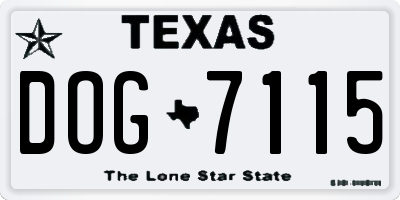 TX license plate DOG7115