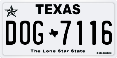 TX license plate DOG7116