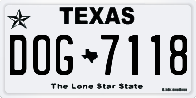 TX license plate DOG7118