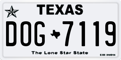 TX license plate DOG7119