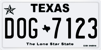 TX license plate DOG7123