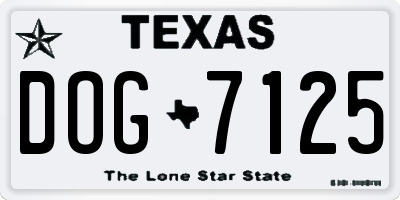 TX license plate DOG7125