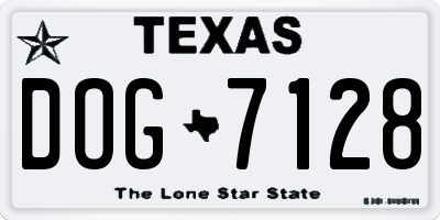 TX license plate DOG7128