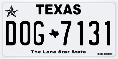 TX license plate DOG7131