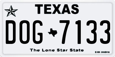TX license plate DOG7133