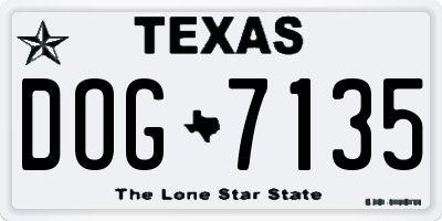 TX license plate DOG7135