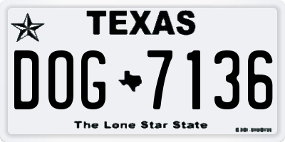 TX license plate DOG7136