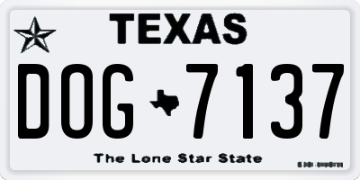TX license plate DOG7137