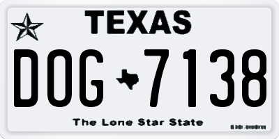 TX license plate DOG7138