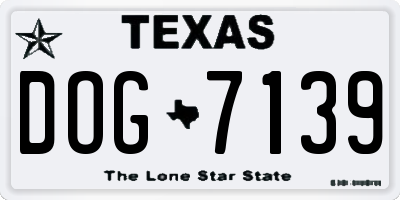 TX license plate DOG7139