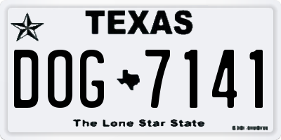 TX license plate DOG7141