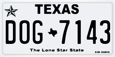 TX license plate DOG7143
