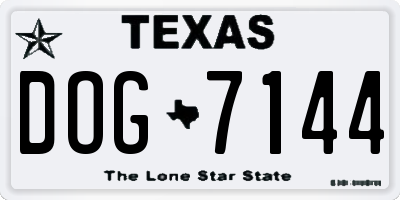 TX license plate DOG7144
