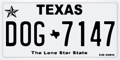 TX license plate DOG7147