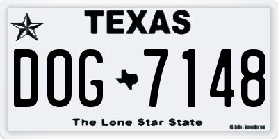 TX license plate DOG7148
