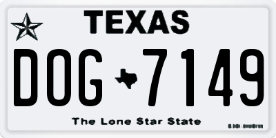 TX license plate DOG7149