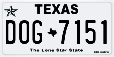 TX license plate DOG7151