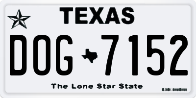 TX license plate DOG7152
