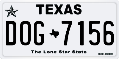 TX license plate DOG7156
