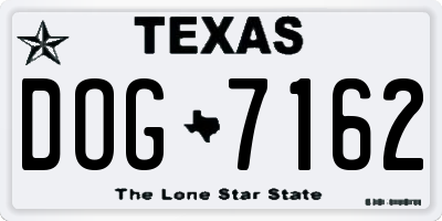 TX license plate DOG7162