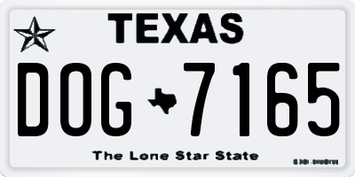 TX license plate DOG7165