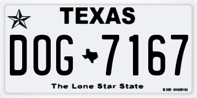 TX license plate DOG7167
