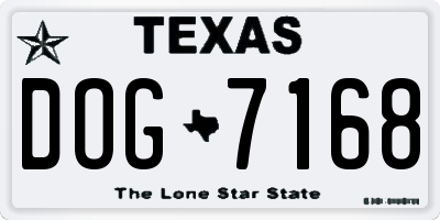 TX license plate DOG7168