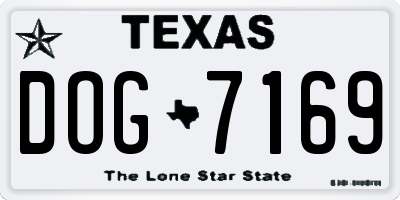 TX license plate DOG7169