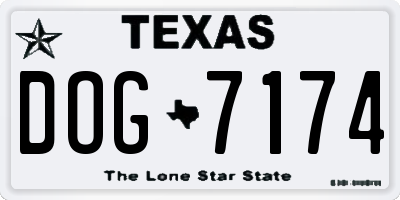 TX license plate DOG7174