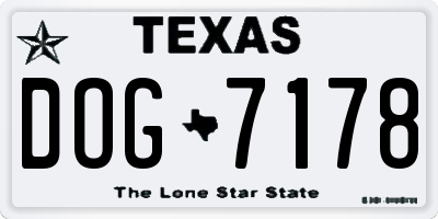TX license plate DOG7178