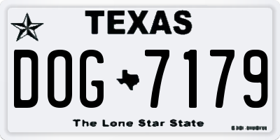 TX license plate DOG7179