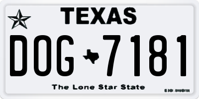 TX license plate DOG7181