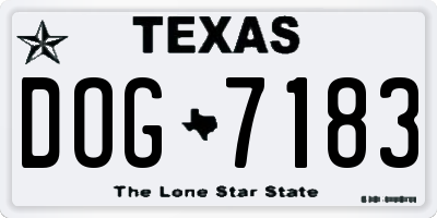 TX license plate DOG7183