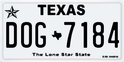 TX license plate DOG7184
