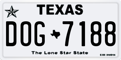 TX license plate DOG7188